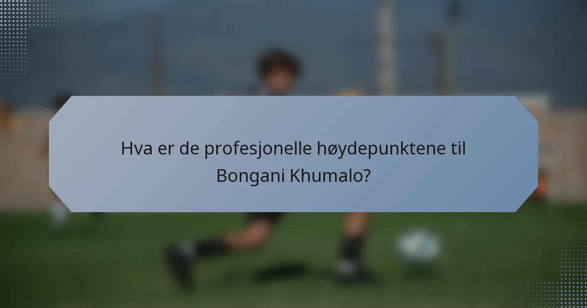 Hva er de profesjonelle høydepunktene til Bongani Khumalo?