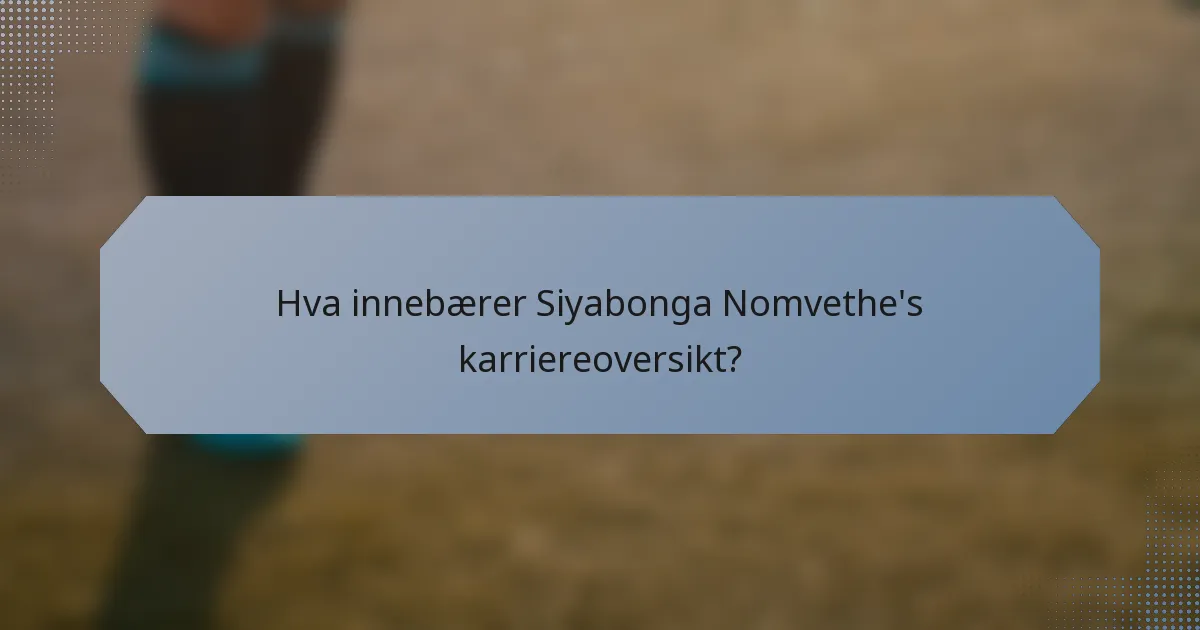 Hva innebærer Siyabonga Nomvethe's karriereoversikt?