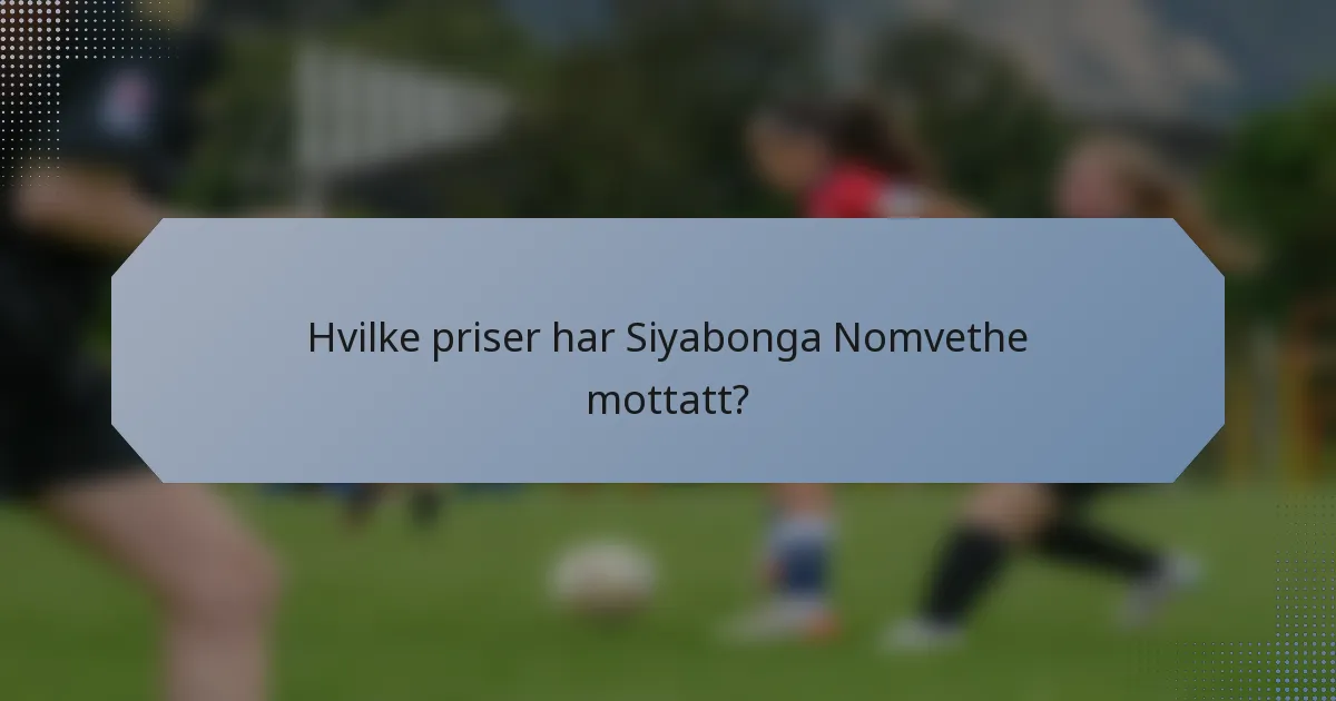 Hvilke priser har Siyabonga Nomvethe mottatt?