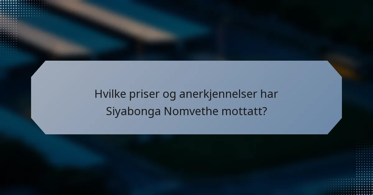 Hvilke priser og anerkjennelser har Siyabonga Nomvethe mottatt?