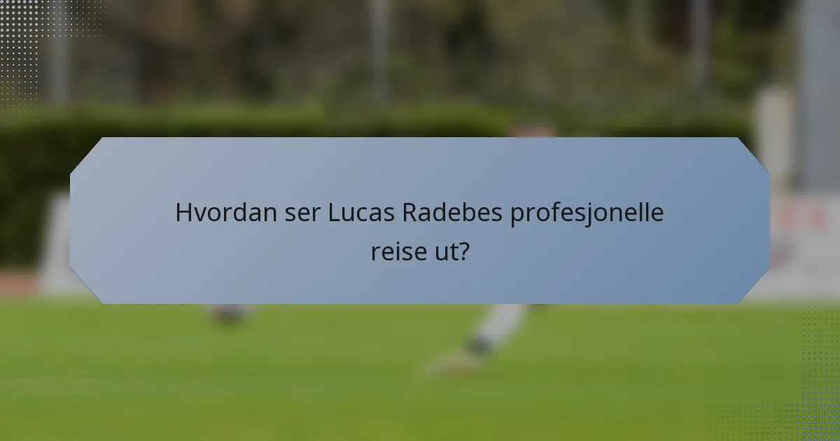 Hvordan ser Lucas Radebes profesjonelle reise ut?